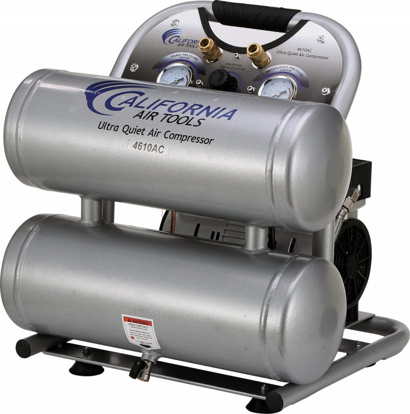 CALIFORNIA AIR TOOLS 4610AC Ultra Quiet 1.0 Hp, Oil-Free, Lightweight Aluminum 4.6 Gallon Air Compressor