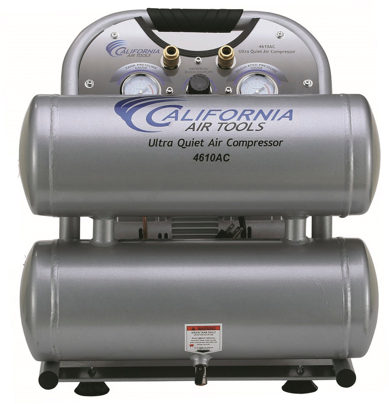 CALIFORNIA AIR TOOLS 4610AC Ultra Quiet 1.0 Hp, Oil-Free, Lightweight Aluminum 4.6 Gallon Air Compressor