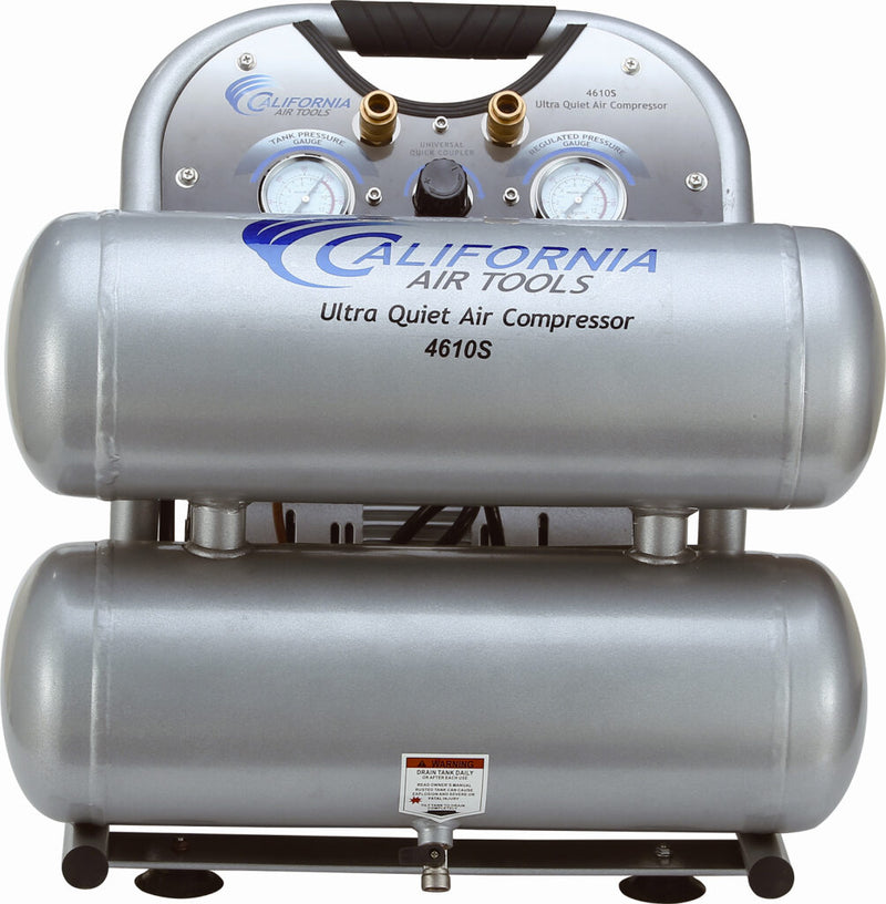 CALIFORNIA AIR TOOLS 4610S Ultra Quiet 1.0 Hp, Oil-Free, Lightweight 4.6 Gallon Air Compressor
