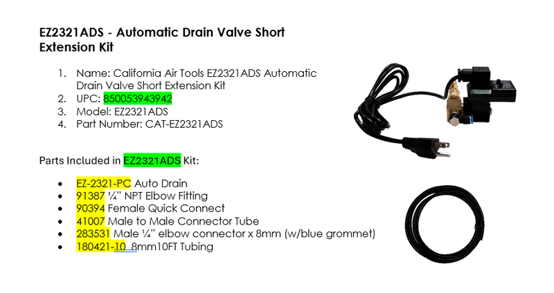 EZ2321ADS AUTOMATIC DRAIN VALVE SHORT EXTENSION KIT