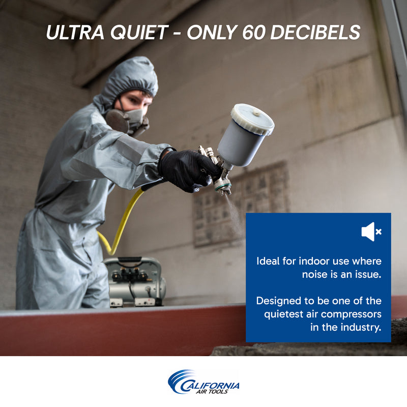 CALIFORNIA AIR TOOLS 4610ALFC Ultra Quiet 1.0 Hp, Oil-Free, Lightweight 4.6 Gallon Air Compressor (Industrial Series)