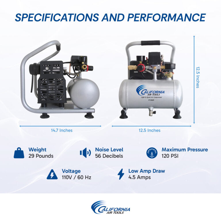 California Air Tools Light & Ultra Quiet 1P1060S Portable Air Compressor