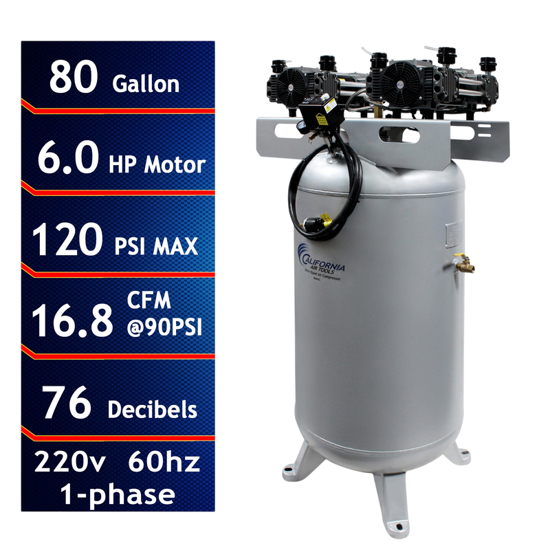 California Air Tools 80060C 6.0 HP 80 Gallon Oil-Free Stationary Air Compressor
