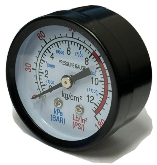 Pressure Gauge 2″ Diameter Center Back Mount 1/4″ NPT 0-180 PSI